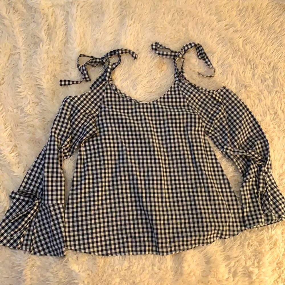 Little Lies black and white gingham print top, size 10